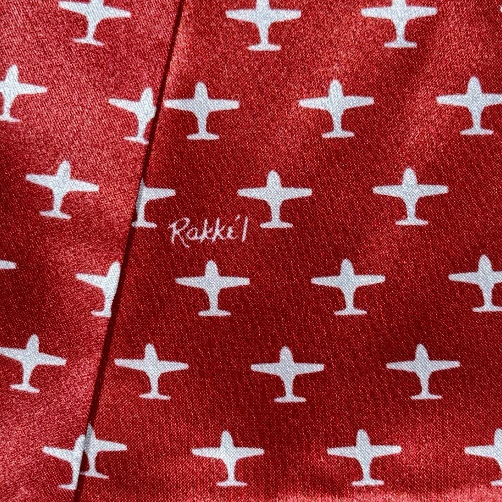 Vtg Rama World Rakkei Aviation Flight Scarf Airplane Print Pilot Made USA 48”